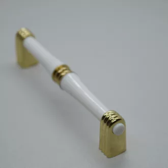   Metall-Kunststoff-Möbelgriff, Farbe gold-weiss, Bohrung 96 mm