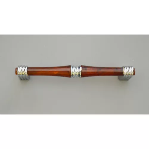 RETRO Metall-Kunststoff-Möbelgriff, Farbe Chrom-Mahagoni, Bohrung 96 mm