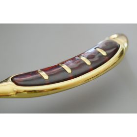   Fém-műanyag bútorfogantyú, arany-sötét mahagóni színű, 96 mm furattávval