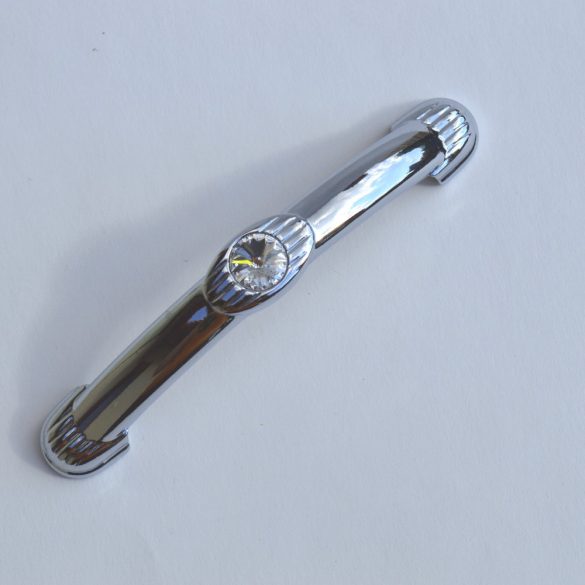 Metal furniture handle, chrome colour, with 96 mm hole spacing