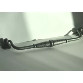   Fém bútorfogantyú, antik fekete színű, 224 mm furattávval