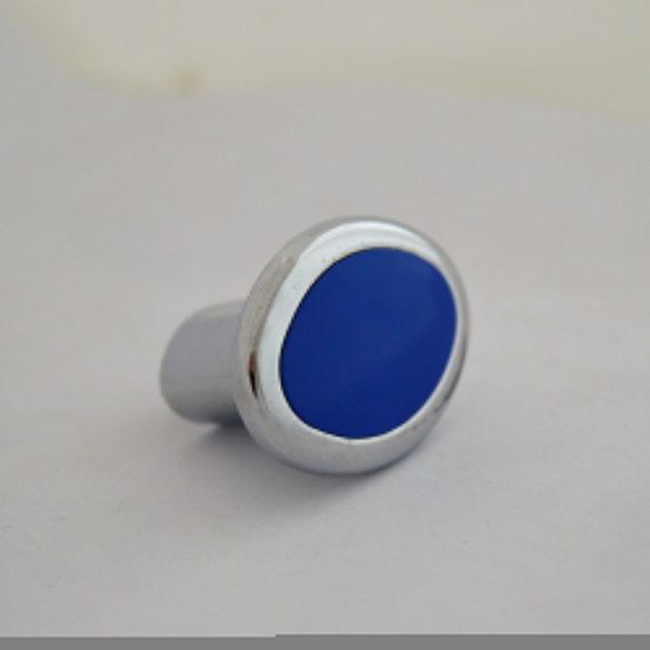 Metall-Kunststoff-Möbelknopf, Chrom glänzend - Farbe blau