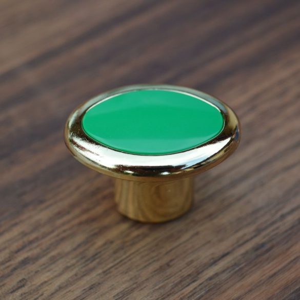 Retro furniture handle with gold coloured metal end - combined with green coloured plastic element