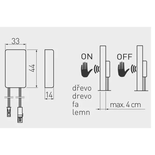 Pult alatti kapcsoló, fehér, 12V/DC, Max 50W