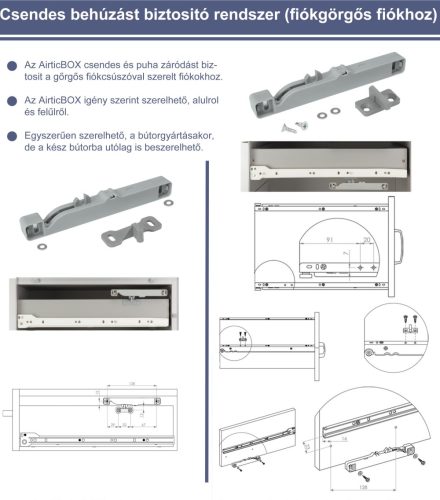 Airtic BoxSlim RAL9006 grauer Kunststoffauszug für seitliche Holzschubkästen