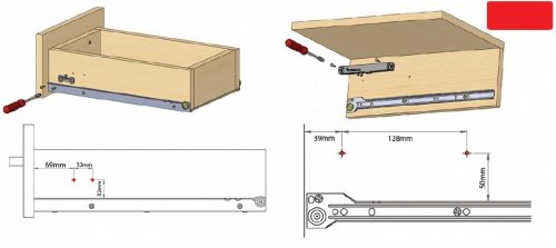 Airtic BoxSlim RAL9006 grauer Kunststoffauszug für seitliche Holzschubkästen