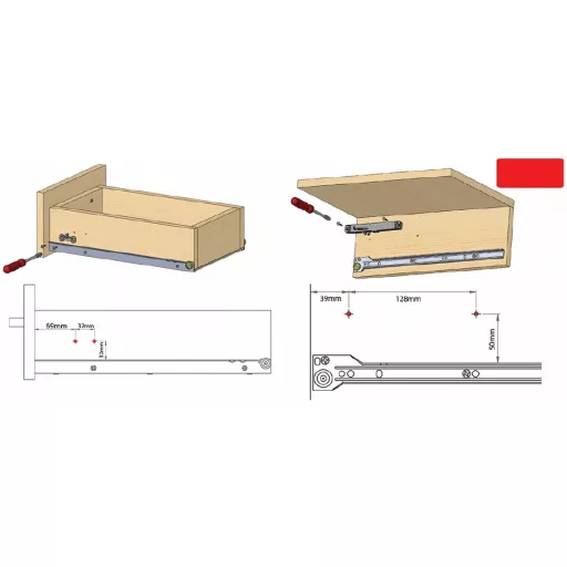 Airtic BoxSlim RAL9006 szürke, műanyag fiókbehúzó pár, fa oldalú fiókhoz