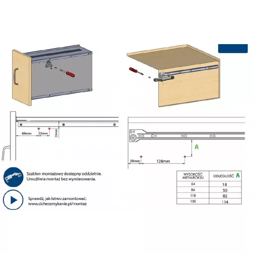 Airtic BoxSlim RAL9006 szürke, műanyag fiókbehúzó pár, fém oldalú fiókhoz