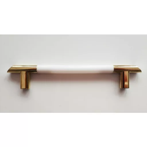 Metall-Kunststoff-Möbelgriff, weiß-goldene Farbe, 128 mm Bohrung size_2. Klasse