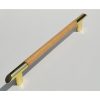 Metall-Holz-Möbelgriff, klassisch, Buche-Gold-Kombination, 160 mm Bohrung