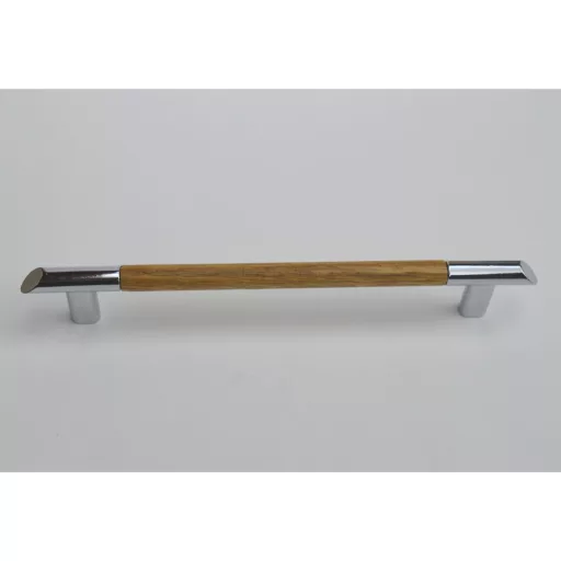 Metall-Holz-Möbelgriff, klassische Eiche-Chrom-Kombination, Bohrungsgröße 160 mm