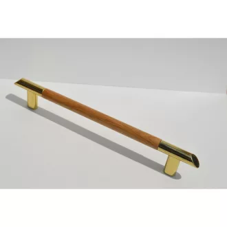   Metall-Holz-Möbelgriff, klassische Eiche-Gold-Kombination, Bohrungsgröße 160 mm