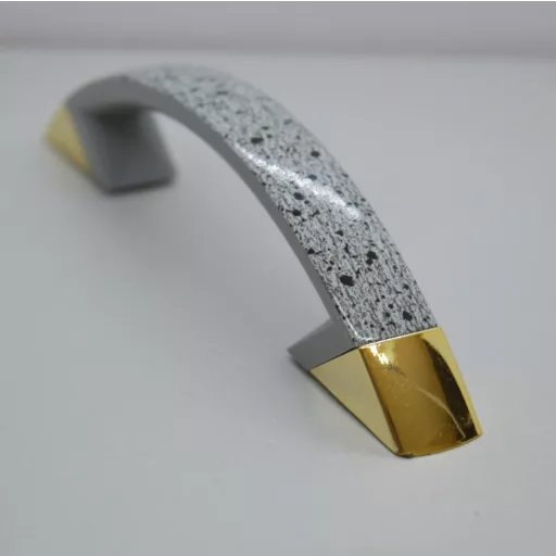 C043_ESZSZ Kunststoff-Möbelgriff, gold-grau gespritzt, Bohrung 96 mm