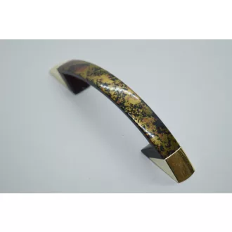   C043_BA Kunststoff-Möbelgriff, braun-goldfarben gespritzt, 96 mm Lochabstand