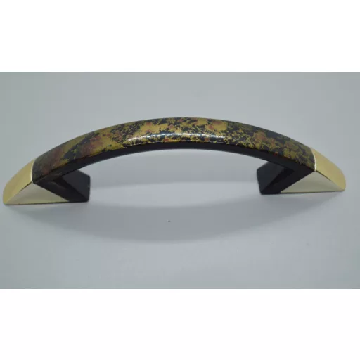 C043_BA Kunststoff-Möbelgriff, braun-goldfarben gespritzt, 96 mm Lochabstand