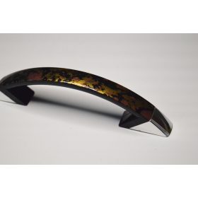   10 db C043_BE Műanyag bútorfogantyú, szórt barna - ezüst színű, 96 mm furattávval