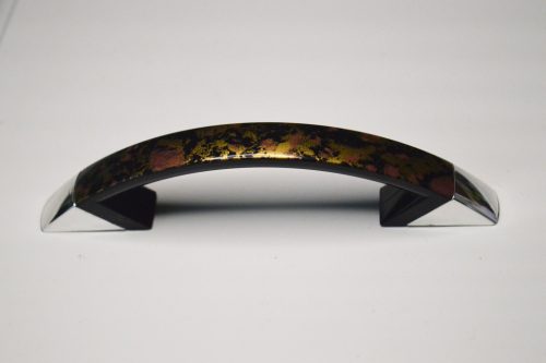 10 db C043_BE Műanyag bútorfogantyú, szórt barna - ezüst színű, 96 mm furattávval