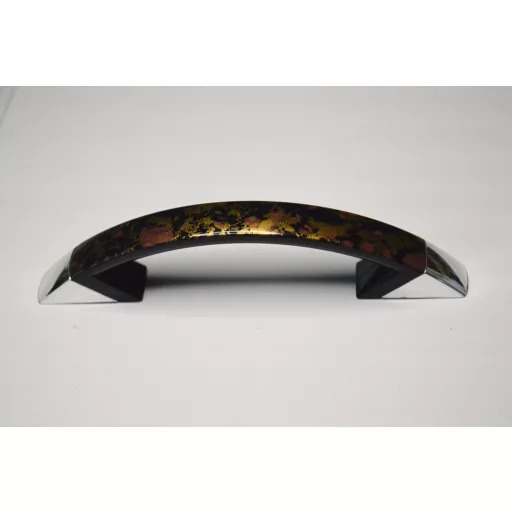 C043_BE  Kunststoff-Möbelgriff, braun-silber farben gespritzt, 96 mm Lochabstand