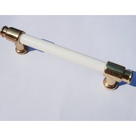   10 db Műanyag-fém bútorfogantyú, fehér-arany színű, 96 mm furattávval