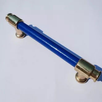   Kunststoff-Metall-Möbelgriff, blau-goldene Farbe, 96 mm, kleine Mängel