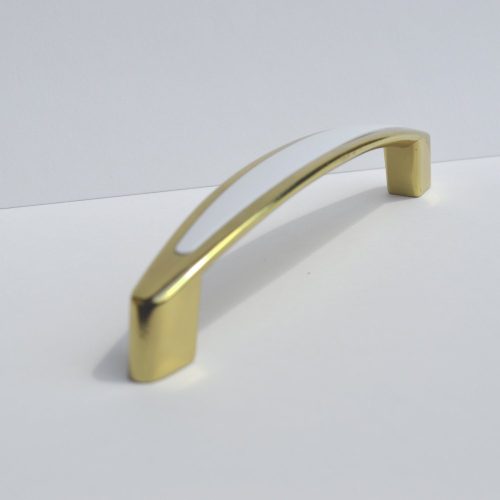 Modern aussehender klassischer goldglänzender Metall-Möbelgriff mit weißer Einlage