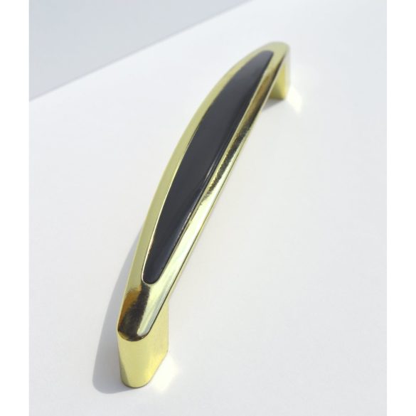 Modern look classic shiny gold metal furniture handle with black inlay