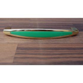   Fém bútorfogantyú,  zöld-arany színű, 128 mm furattávval