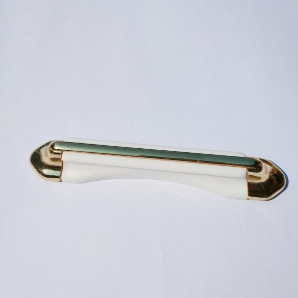 Metall-Kunststoff-Möbelgriff, Farbe gold-weiß, 96 mm Lochabstand
