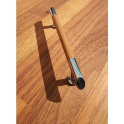   Metal-plastic furniture handle, chrome - light brown colour, 96 mm bore size