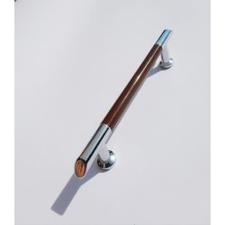   Metal-plastic furniture handle, chrome - dark brown, 96 mm bore size