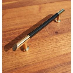   Metal-plastic furniture handle, gold-black, with 96 mm hole spacing