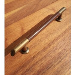   Metal-plastic furniture handle, antique - dark brown colour, 96 mm bore size