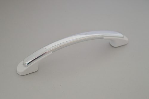 10 db Műanyag bútorfogantyú, ezüst - fehér végű, 96 mm furattávval, II.Oszt