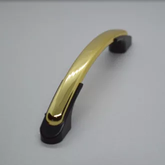   Kunststoff-Möbelgriff, schwarzes Ende - goldfarben, Bohrung 96 mm