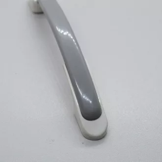 Kunststoff-Möbelgriff, Farbe weiss-grau, Lochabstand 96 mm