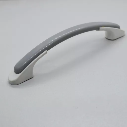 Kunststoff-Möbelgriff, Farbe weiss-grau, Lochabstand 96 mm