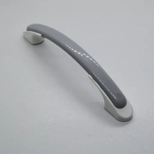 Kunststoff-Möbelgriff, Farbe weiss-grau, Lochabstand 96 mm