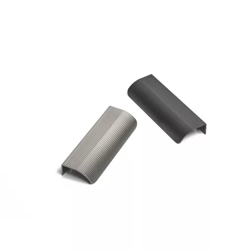 TOUQUET Möbelgriff zur Frontmontage, Titangrau, geriffelte Oberfläche, 90 mm Lochabstand
