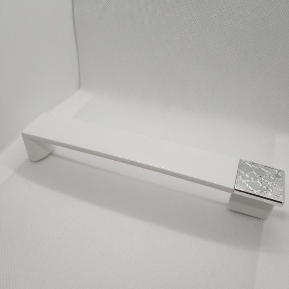 Kunststoff-Möbelgriff, Chrom - Weiß glänzend, 160 mm Lochweite, Modern Style