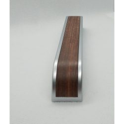   Plastic furniture handle, chrome - wood effect colour, with 96 mm and 128 mm hole spacing