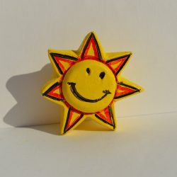 Plastic furniture knob, yellow sunflower figurine