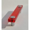 Fém-műanyag bútorfogantyú, piros - matt króm színű, 96 mm furattávval