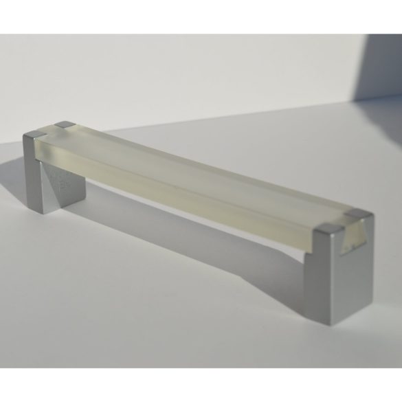 White - matt chrome, metal-plastic furniture handle