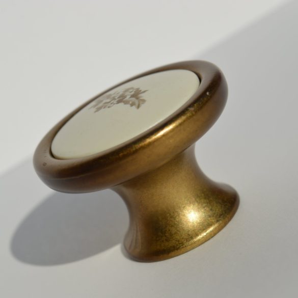 Metall-Kunststoff-Möbelknopf, französisch goldfarben mit Blumenmuster