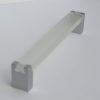 Metall-Acryl-Möbelgriff, matt verchromt - opalweiß, 160 mm Lochabstand