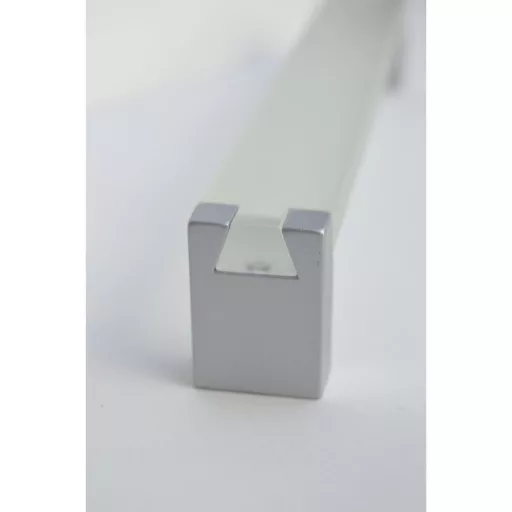 Metall-Acryl-Möbelgriff, matt verchromt - opalweiß, 160 mm Lochabstand