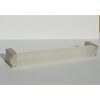 Fém-műanyag bútorfogantyú, fehér akril és pezsgő fém végekkel, 160 mm furattávval
