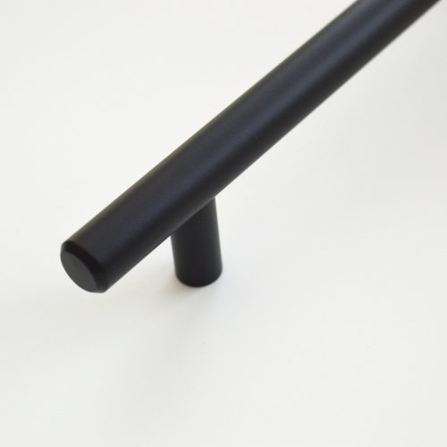 Matt fekete rúdfogantyú, fém bútorfogantyú, 128 mm furattávval