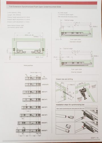 Push Open Auszugsführung, 300 mm