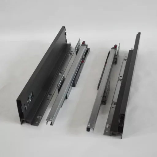 Antracit Schmalwandiges Schubkastensystem mit Feineinzug 75/400 mm